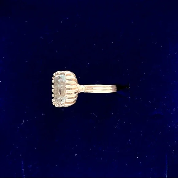 Sky blue topaz. Sterling Silver. Unique style setting. Size 7.5. - Picture 2 of 5